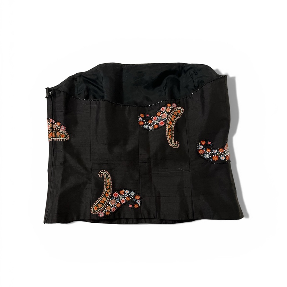 ANN TAYLOR Black Silk Bustier - Picture 2 of 6